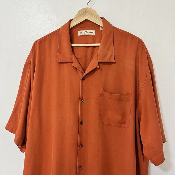 Tommy Bahama Silk Button Shirt Size XXL Orange Vacation Travel Beachy - Picture 4 of 8